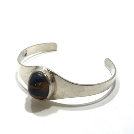 Cory Modernist 925 Sterling Silver Tigers Eye Cuff Bracelet 15.5 Grams