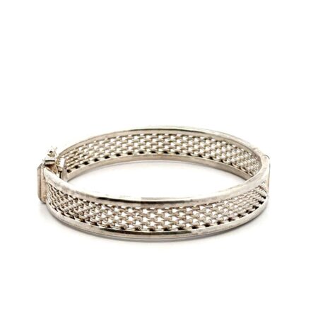 6.75”x12.4mm Milor 925 Sterling Silver Hinged Mesh Bangle Bracelet, 24.3g