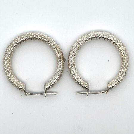 925 Sterling Silver Diamond Cut Hoop Earrings - 6.5 Grams
