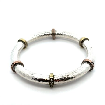 Silpada B2831 .925 Sterling Silver CZ Bangle Bracelet 7.5” “Radiance” 24.6g
