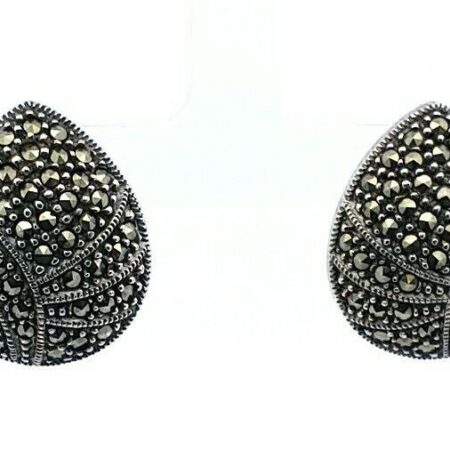 Judith Jack Sterling Silver Marcasite Dome Pear Design Omega Back Earrings