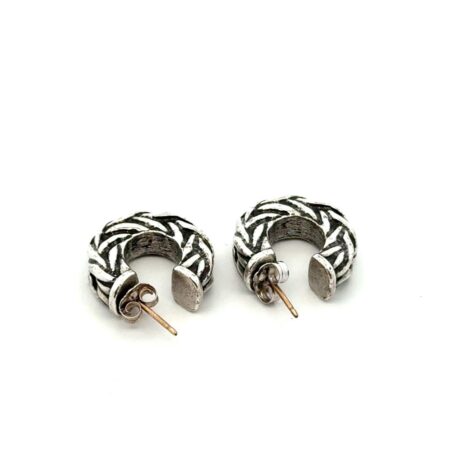 .925 Sterling Silver 18mm Oxidized Silver Hoop Earrings, 10.4g