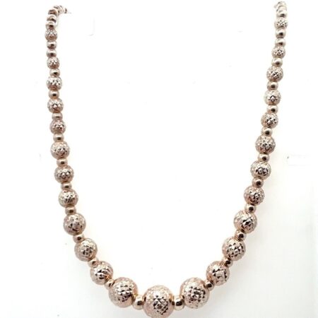 15.5” - 17.5” 925 Sterling Silver Graduated Diamond Cut Beaded Necklace 23.3g