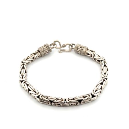 7.5” x 6mm Bali 925 Sterling Silver Byzantine Link Bracelet 42.4g
