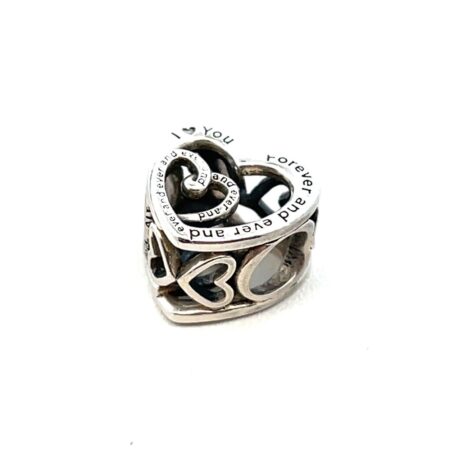 "I Love You For Ever & Ever" .925 Sterling Silver Heart Charm 2.0g