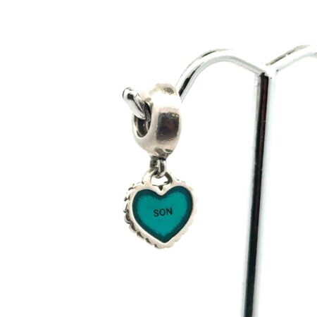 Pandora “You & Me” Son Blue Heart Dangle Charm .925 Sterling Silver 3.6g