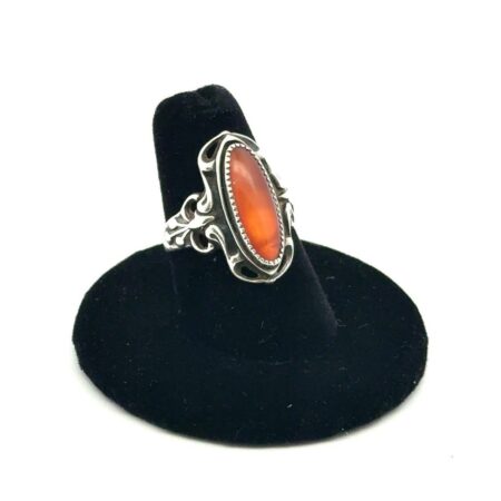 .925 Sterling Silver & Carnelian Ring, Size - 6.75, 5.7g