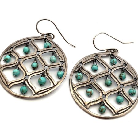 Silpada Howlite Beaded 925 Sterling Silver Dangle Earrings 7.9g