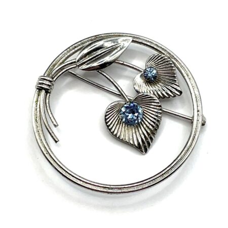 Vintage Van Dell Sterling Silver and Blue Rhinestone Brooch