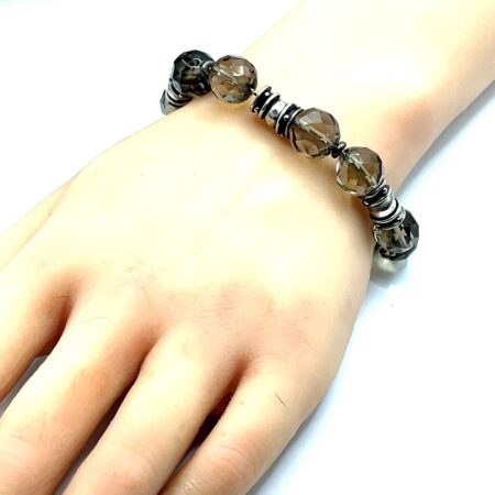 Silpada B1039 Sterling Silver Faceted Smoky Quartz Toggle Bracelet - 7.5 Inch