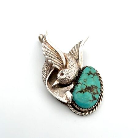 Pearlene Spencer 925 Sterling Silver Navajo Turquoise Bird Pendant 16.1g