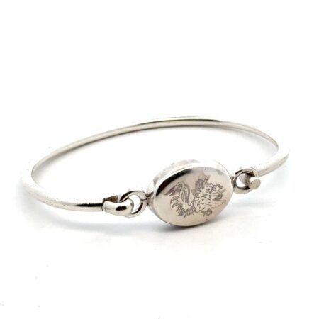 .925 Sterling Silver Bangle Dragon Design Bracelet, Mexico, 6.5” 17.8g