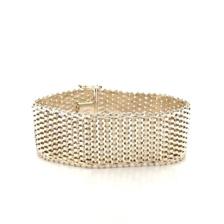 7.5” x 28mm Milor Italy 925 Sterling Silver Flat Mesh Bracelet 46.5g