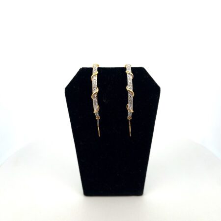 Ross Simon .925 Gold Vermeil, White Diamonds Accent Inside-out Hoop Earrings