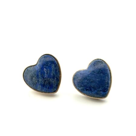 DTR 925 Sterling Silver Sodalite Heart Stud Earrings 7.5g
