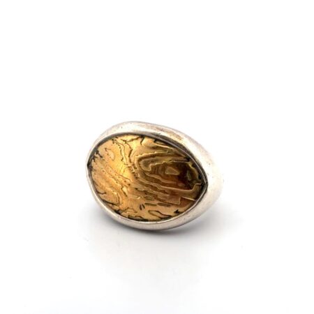 Size: 8.5 Retired Silpada R2417 925 Sterling Silver & Bronze Timber Oval Ring 8g