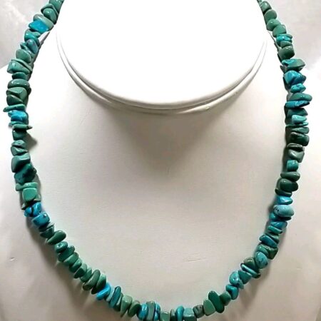 925 Sterling Silver Green Turquoise Chips 16" Necklace with 4" Extender 26.5Gram
