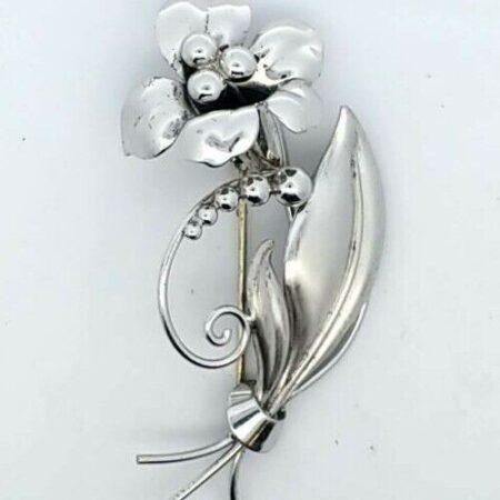 CARL ART 925 Sterling Silver Brooch Flower Pin CA Arrow