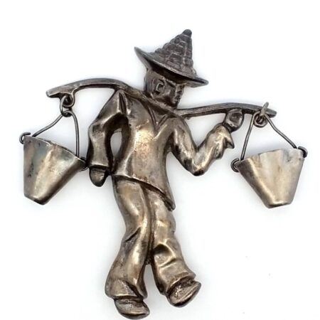 Vintage Silver 3 Inch Water Carrier Brooch