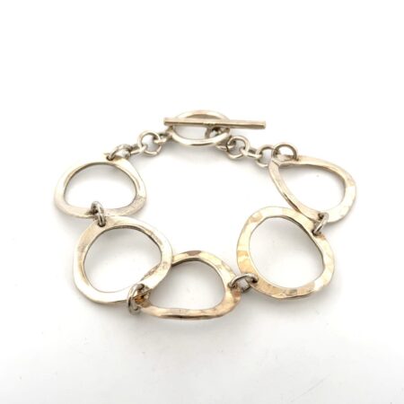 7” 925 Sterling Silver Circle Link Toggle Clasp Bracelet 20g