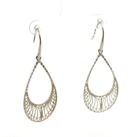 .925 Sterling Silver Filigree Dangle Earrings, 3.4g