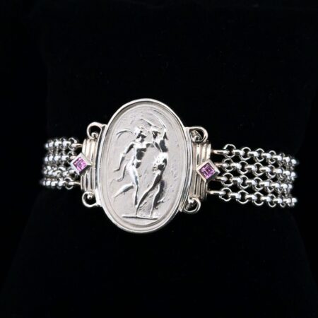 7” Thailand 925 Sterling Silver Seidengang Roman BAS Relief Toggle Bracelet 55g