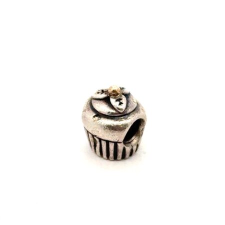 Pandora ALE 925 Sterling Silver + 14k Yellow Gold Accent Cupcake Charm, 4.3g