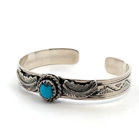 Native American Navajo 925 Sterling Silver Turquoise Cuff Bracelet 30.4g