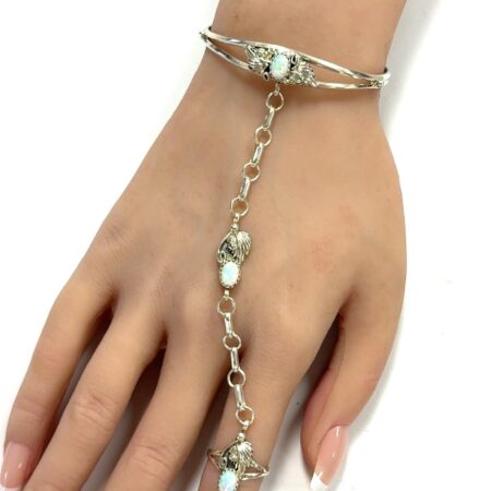 6” & Size: 6 Richard Begay 925 Sterling Silver Synthetic Opal Slave Bracelet 13g