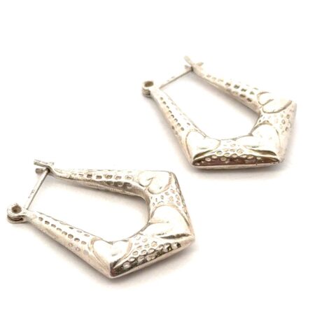.925 Sterling Silver J-Hoop Earrings, 4.3g