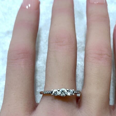 ALE Sterling Silver Pandora CZ Three Stone Ring 2.1 Grams Size-8.25