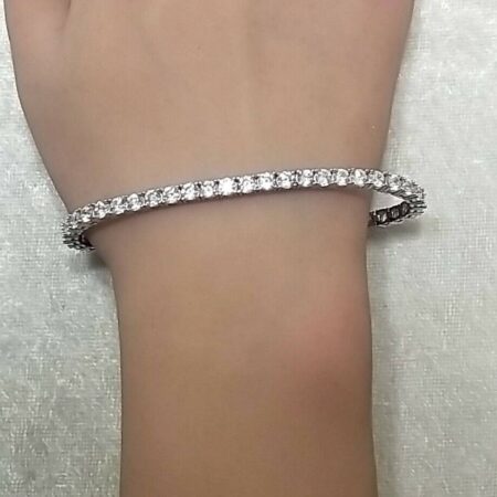 925 Sterling Silver Round Cut Cubic Zirconia 7.5" Tennis Bracelet 12.6 Grams