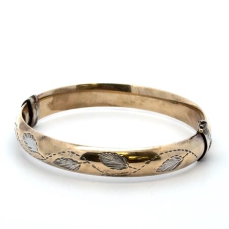 7.5” 1/25 10K Gold Filled & 925 Sterling Silver Hinged Bangle Bracelet 16.3g