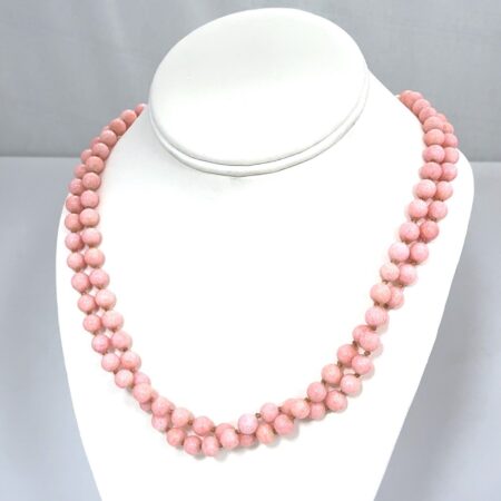Angel Skin Hand Tied 7mm wide Coral 30” Bead Necklace 113.0 Grams