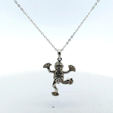 925 Sterling Silver Jumping Frog Pendant on Sterling 18" Chain Movable Arms Legs