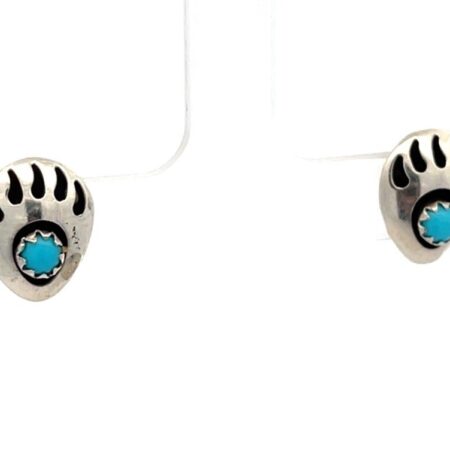 .925 Vintage Sterling Silver Turquoise Bear Claw Studs 1.3g