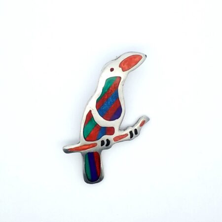 Vintage Alia 1991 Signed Parrot Brooch/Pendant Enamel Inlay 13.3 Grams
