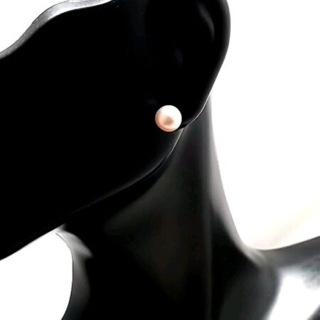 6mm Round Pink Freshwater Pearl 925 Sterling Silver Stud Earrings