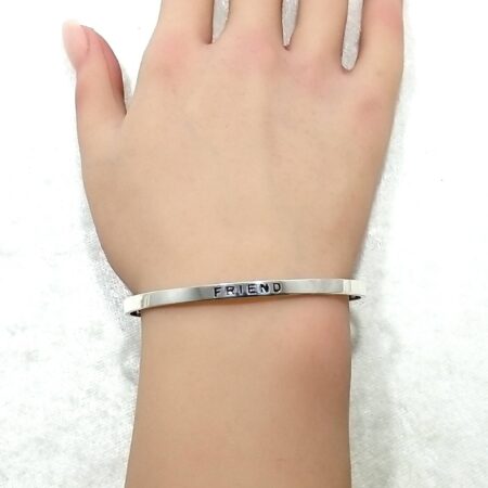 925 Sterling Silver 'FRIEND' Cuff 6.5" Bracelet 8.8 Grams