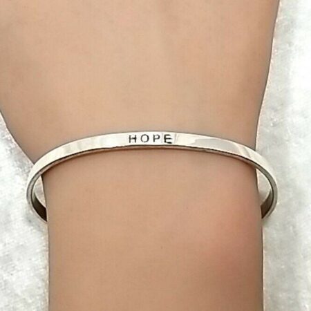 925 Sterling Silver 'HOPE' Cuff 6.5" Bracelet 8.8 Grams