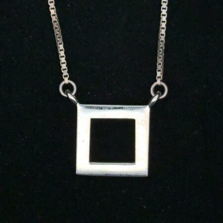 20” 1mm .925 Sterling Silver Square Box Pendant and Necklace, 7.4g