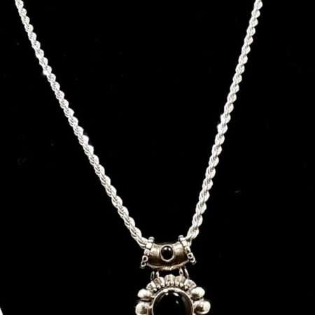 Vintage 925 Sterling Silver Modernist Black Onyx Pendant Necklace 20.1 Grams
