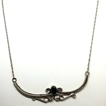 925 Sterling Silver And Onyx 17" Necklace 4.3 Grams