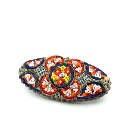 Vintage Italian Murano Micro Mosaic 925 Sterling Silver Brooch/Pin 6.7g