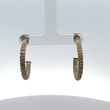 Sterling Silver Wrapped Curb Chain Hoop Earrings - 6.4 Grams