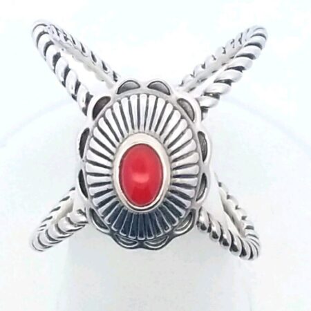 Carolyn Pollack Relios 925 Sterling Silver Coral Rope Ring 6.9 Grams Size-8