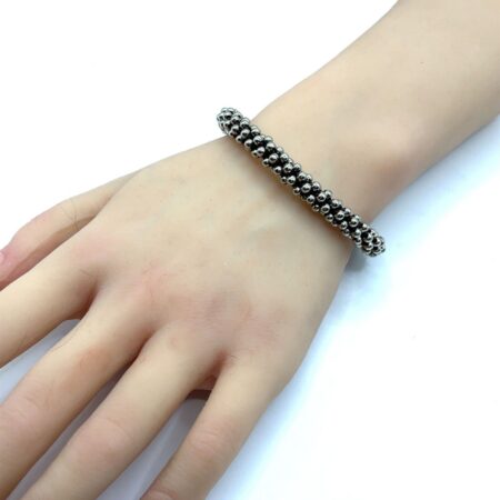 Beaded Crocheted Metal Ball Bracelet - 7.5 Inch