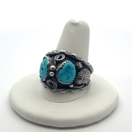 925 Sterling Silver Navajo Turquoise Ring Size: 11.5 Max Calabaza 8.7g