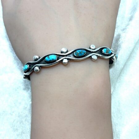 .925 Sterling Silver, 6" Turquiose Cuff Bracelet 14.9g