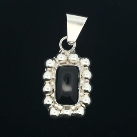 Taxco .925 Sterling Silver Cabochon Black Onyx Mexico Pendant, 8.5g